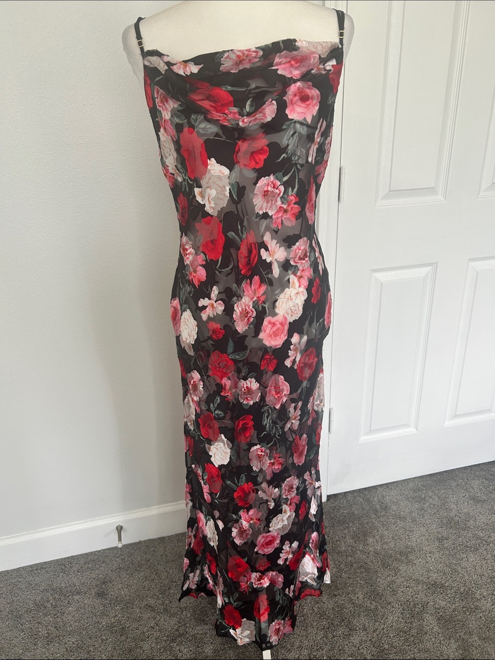 Victoria Secret. Atelier Noir Burnout Satin Plunge Gown/night wear. Sheer